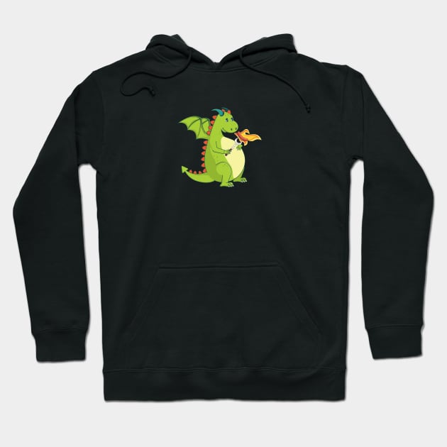 Green dragon with grilled sausage Hoodie by AnnArtshock